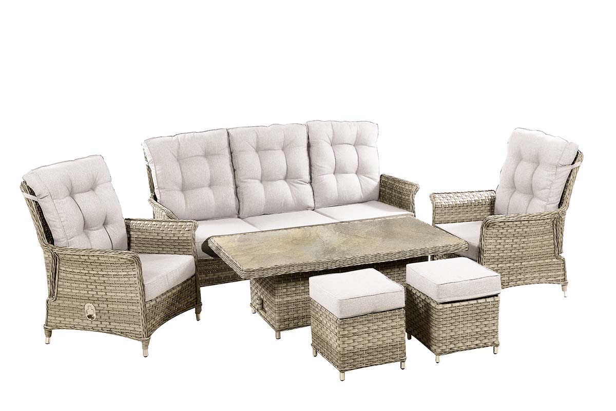 Heritage 3 Seat Reclining Lounge Set with Gas Pump Adjustable Table