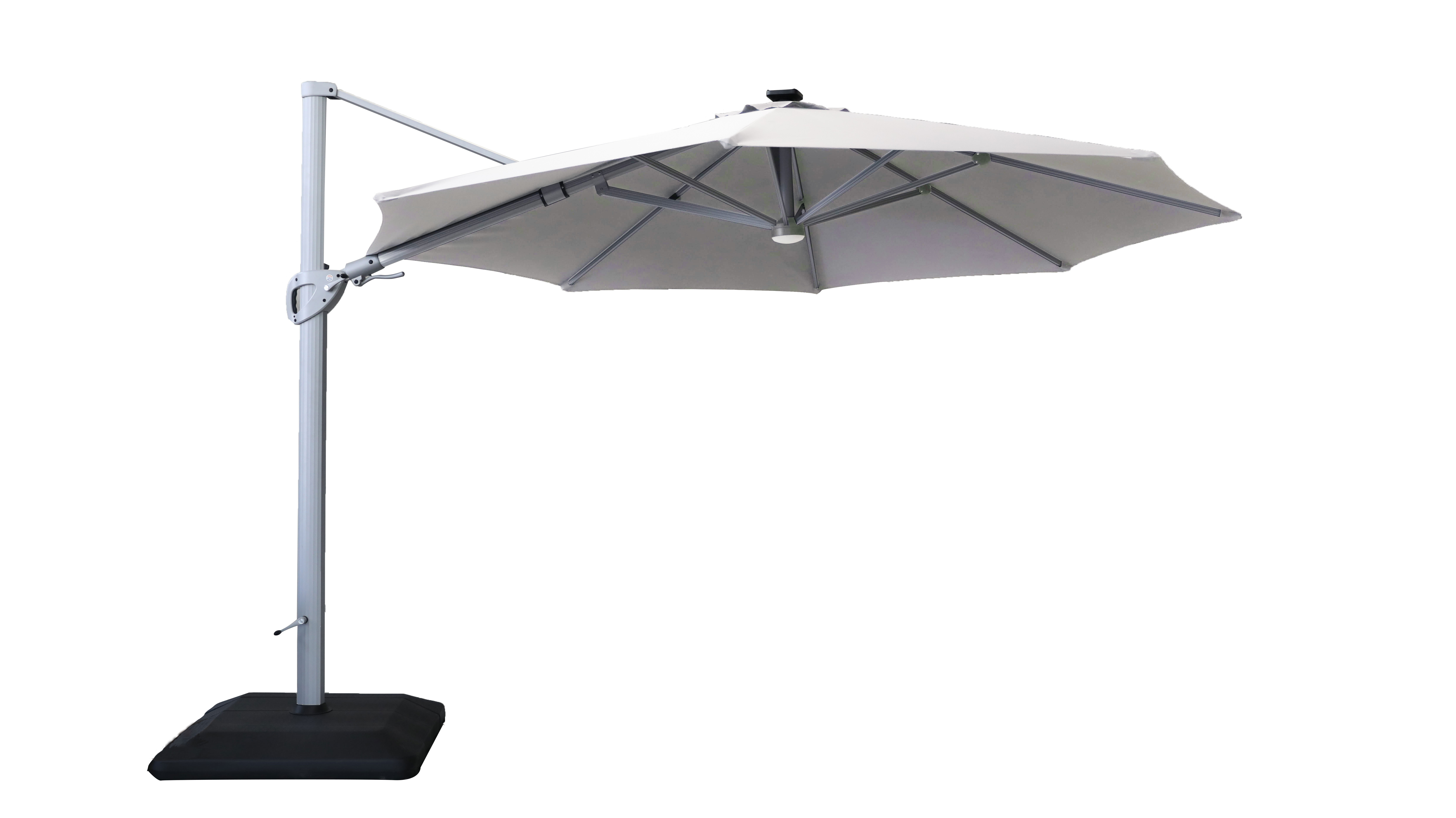 3.5m Round Caribbean Round Cantilever Parasol with Lights and Base