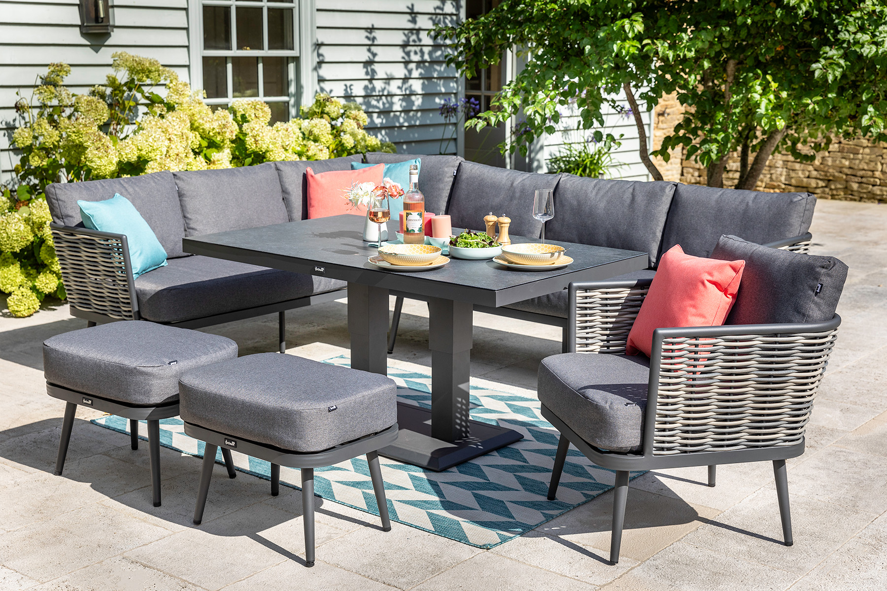 Aspen Rectangular Casual Dining Set with Adjustable Table Aspen Weave Garden Furniture